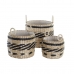 Basket set DKD Home Decor Black Natural Natural Fibre Colonial 30 x 30 x 25 cm (3 Pieces)