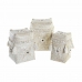 Korisetti DKD Home Decor Valkoinen Bambu Shells (24 x 24 x 30 cm) (3 Kappaletta)
