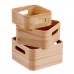 Set of Stackable Organising Boxes Caison Natural Wood 18,5 x 18,5 x 10 cm 3 Pieces