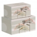 Decorative box PVC Canvas Paper DMF Flowers 30 x 18 x 15 cm (2 Pieces)
