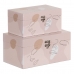Dekorative Box Rosa PVC Canvas-Stoff Papier DMF 30 x 18 x 15 cm (2 Stücke)