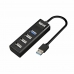 4 Portos USB Hub iggual IGG317686 Fekete
