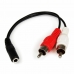 Audio Jack (3,5 mm) - 2 RCA kabelis Startech MUFMRCA              Juoda 0,15 m
