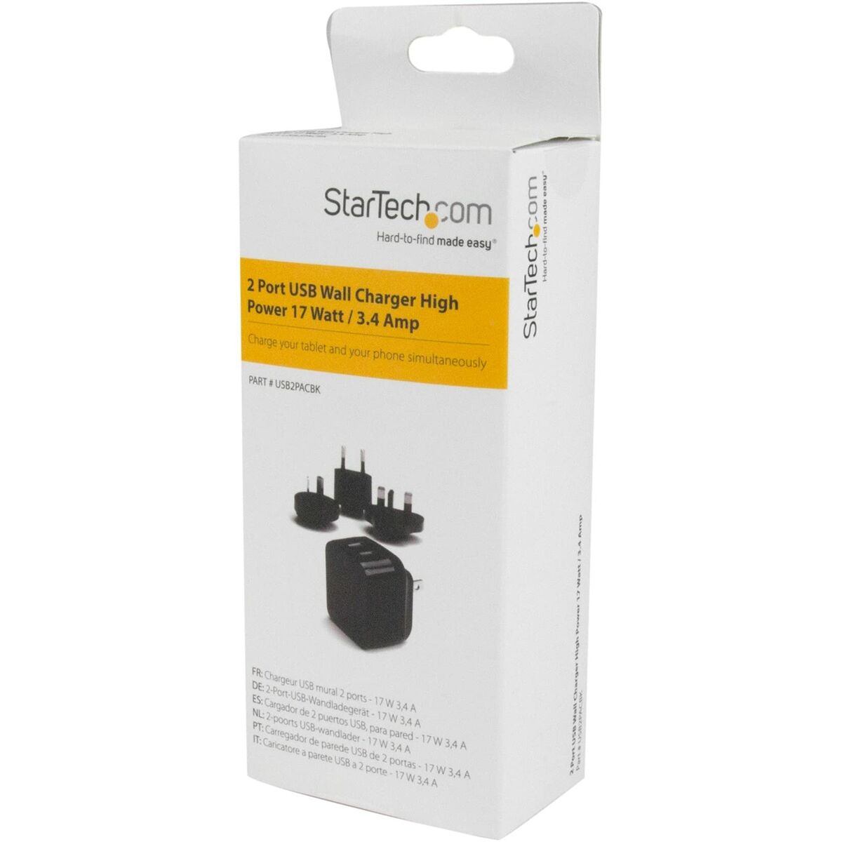 Vegglader Startech USB2PACBK Svart