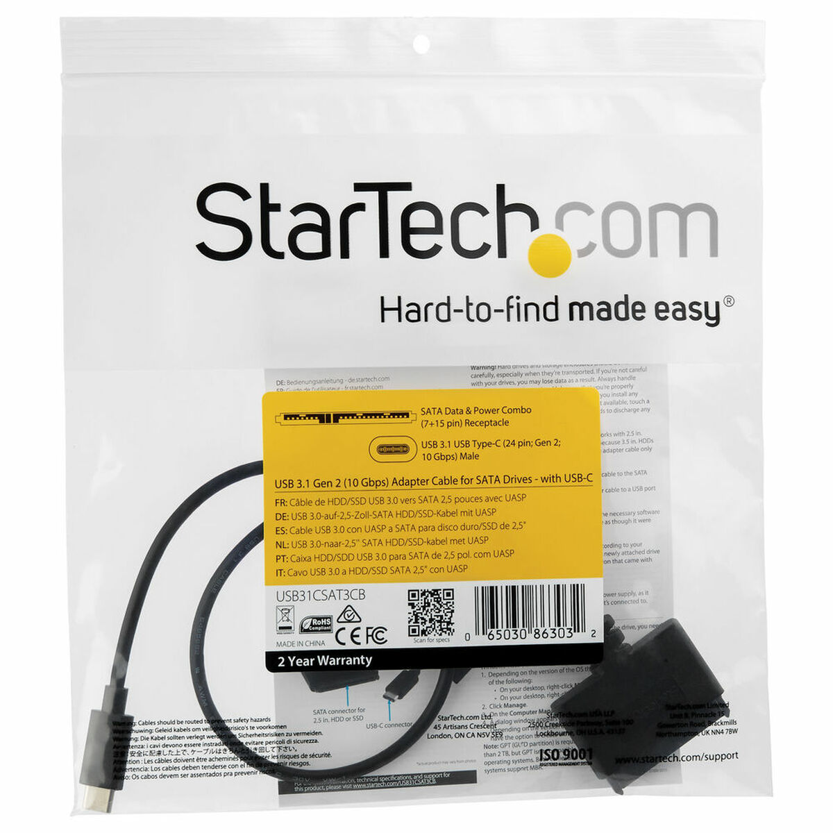 USB-adapter til SATA til harddisk Startech USB31CSAT3CB 2.5"