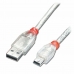 USB 2.0 A - Mini USB B kabelis LINDY 41783 Balta Skaidrus 2 m
