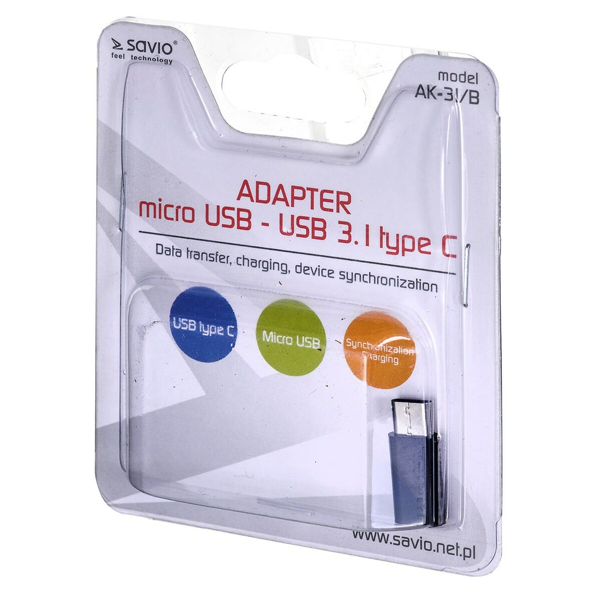 Adapter Micro USB do USB-C Savio AK-31 / B