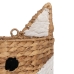 Basket Fox White Black Beige Natural Fibre 30 x 11 x 33 cm