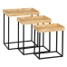 Szett 3 asztallal Fekete Természetes Vas Fa MDF 57,5 x 37,5 x 67,5 cm (3 egység)