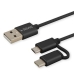 Kabel USB naar Micro-USB en USB C Savio CL-128 Zwart 1 m