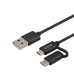 USB Cable to Micro USB and USB C Savio CL-128 Black 1 m
