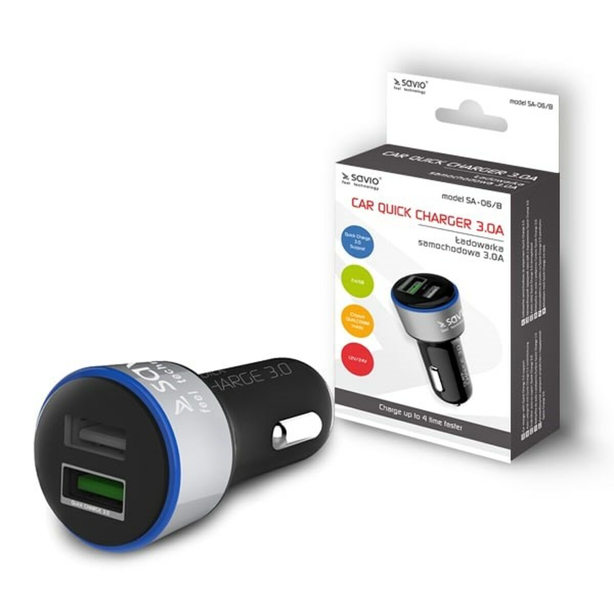 Biloplader Savio SA-06/B Sort
