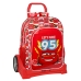 School Rucksack with Wheels Cars Let's race Red White (33 x 42 x 14 cm)