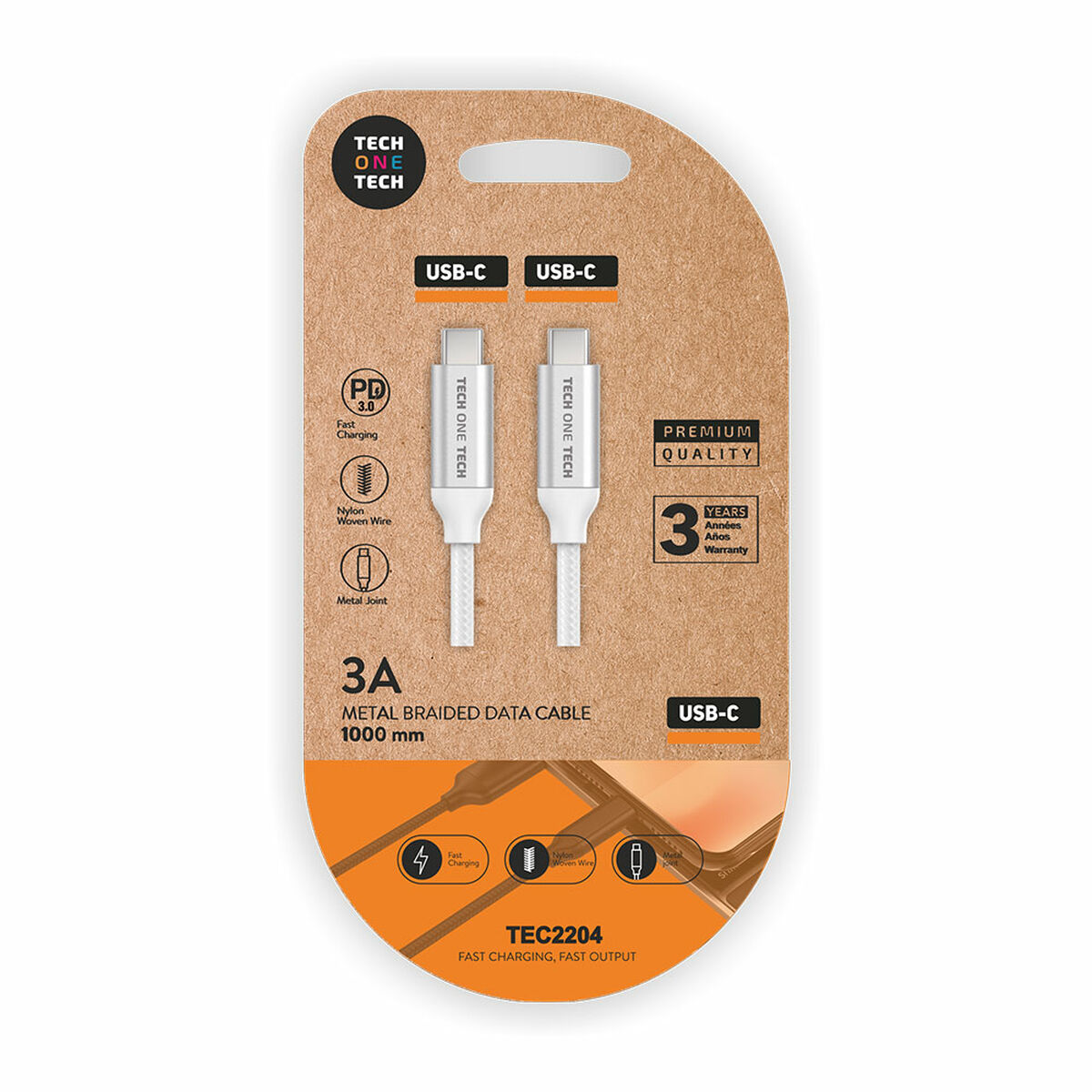 Cabo USB-C para USB-C Tech One Tech TEC2204