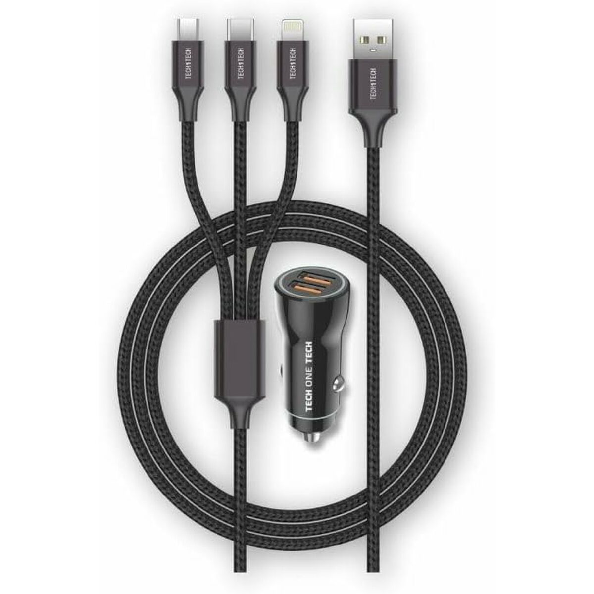 Universal USB-billaddare + kabel Tech One Tech Double USB x 2