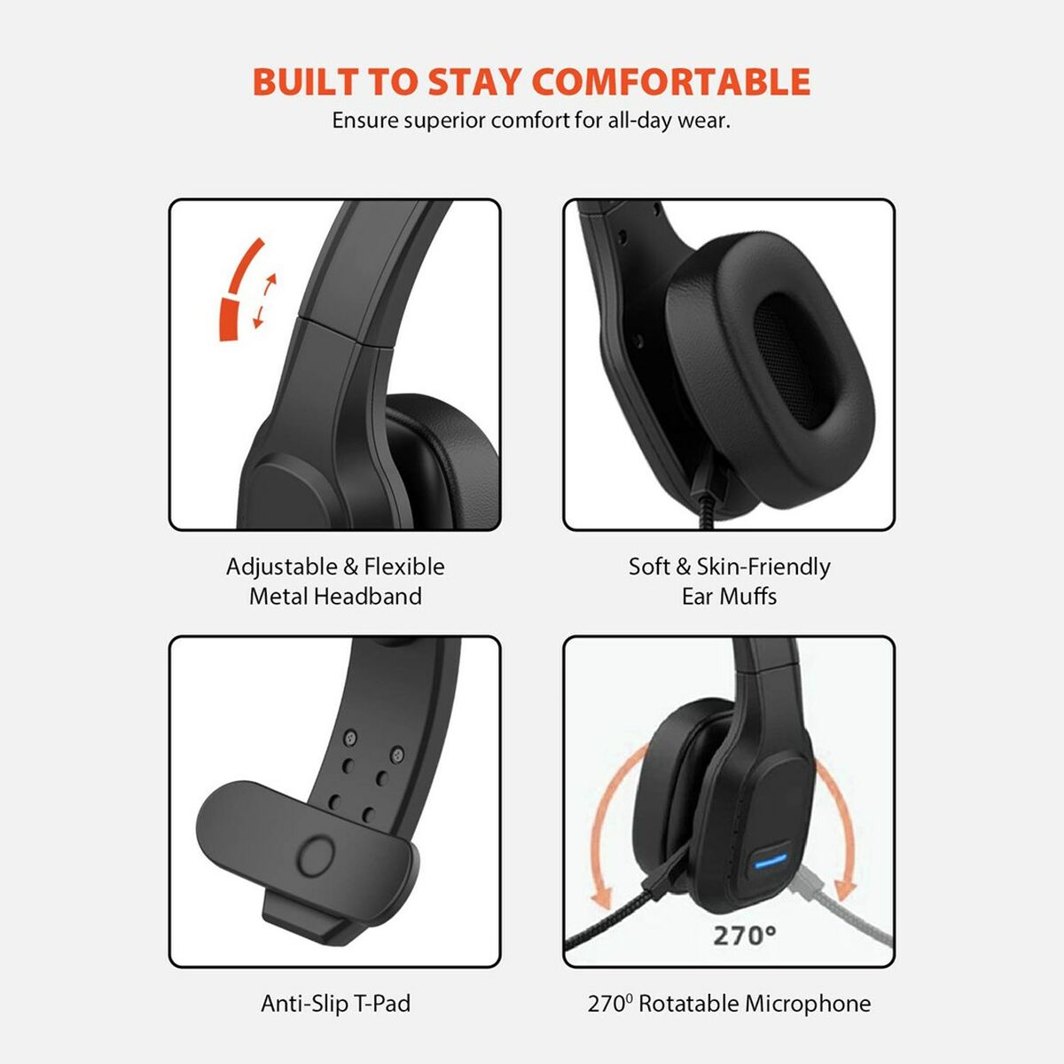 Headset met Bluetooth en microfoon AudioCore AC864