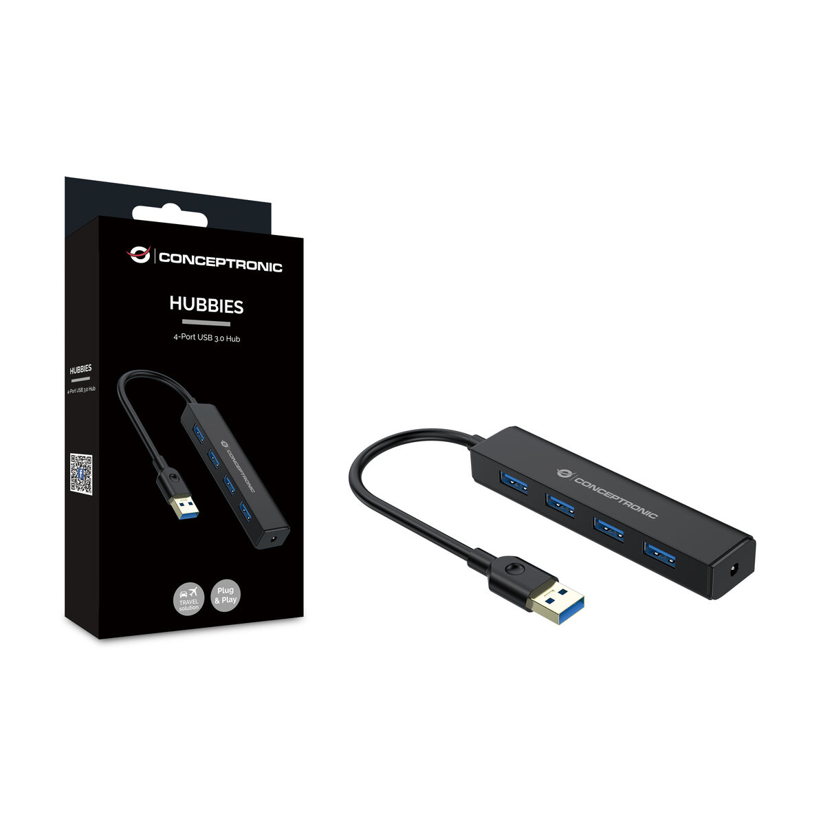 USB Hub Conceptronic C4PUSB3 Svart