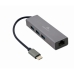 Hub USB-C 4 Θύρες GEMBIRD A-CMU3-LAN-01 Λευκό Γκρι