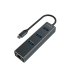 Hub USB-C 4 Poorten Savio AK-57 Ethernet (RJ-45) Grijs