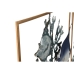 Decorazione da Parete Home ESPRIT Azzurro Dorato Mediterraneo Pesci 50 x 4 x 50 cm (2 Unità)