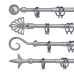 Gardinstolpe Uttrekkbar Sølv Jern 5 x 122 x 5 cm (8 enheter)
