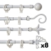 Gardinstolpe Uttrekkbar 170 - 320 cm Hvit Jern (8 enheter)