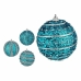 Set of Christmas balls With relief Ø 8 cm Blue PVC (12 Units)