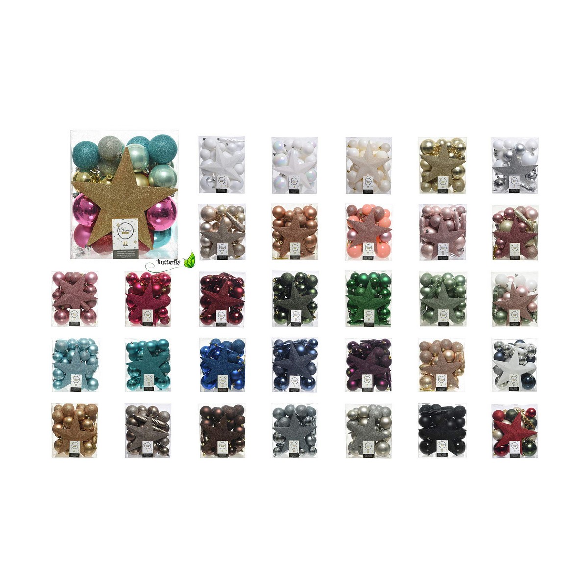 Julekuler Decoris Plast 33 Deler