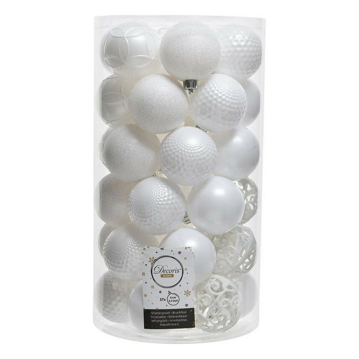 Bolas de Natal Decoris Branco Plástico