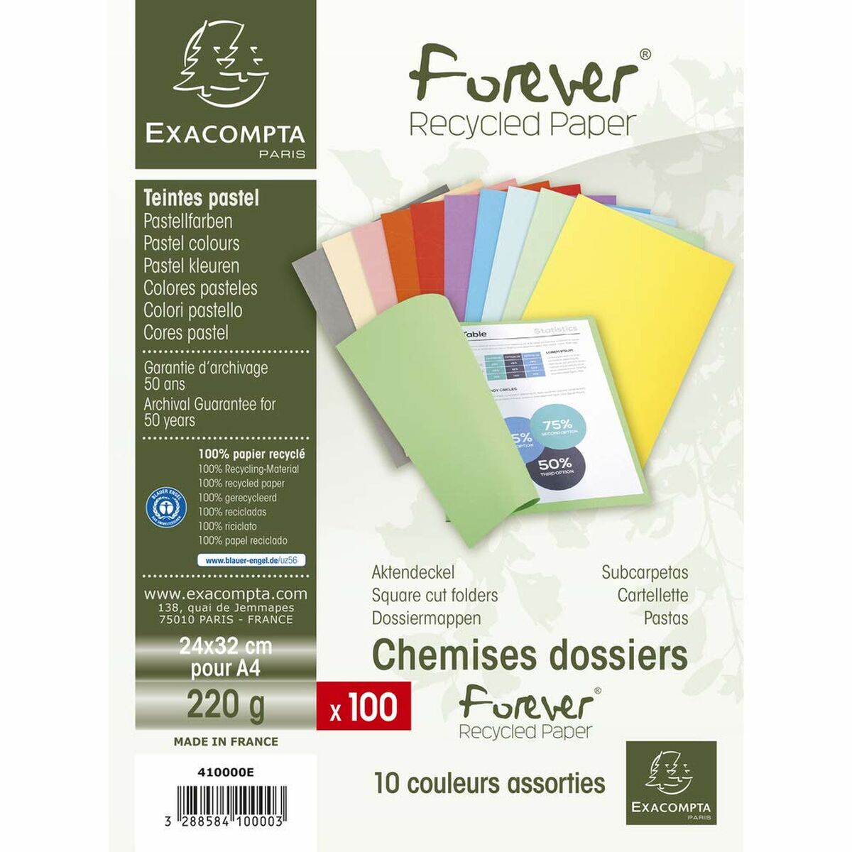 Undermapp Exacompta Forever A4 100 Delar