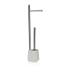 Toilet Paper Holder with Brush Stand Versa White Resin Steel Chic 58 cm