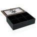 Dėžutė arbatai Versa Juoda Metalinis Medžio MDF 24 x 6,5 x 16,5 cm
