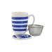 Chávena com Filtro para Infusões Home ESPRIT Azul Vermelho Aço inoxidável Porcelana 380 ml (4 Unidades)