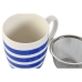 Cup with Tea Filter Home ESPRIT Blue Red Stainless steel Porcelain 380 ml (4 Units)