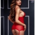 Body rouge & porte jarretière no panty taille unique Baci Lingerie BW3109-LEOQS