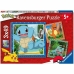 Set de 3 Puzzle-uri Pokémon Ravensburger 05586 Bulbasaur, Charmander & Squirtle 147 Piese
