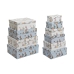 Saliekamo Organizējošo Kastu Komplekts DKD Home Decor Zils Balts Цветы Kartons (43,5 x 33,5 x 15,5 cm)
