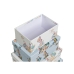 Jeu de Caisses de Rangement Empilables DKD Home Decor Bleu Blanc Fleurs Carton (43,5 x 33,5 x 15,5 cm)