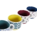 Piece Coffee Cup Set DKD Home Decor Multicolour Yellow Blue Turquoise Maroon Metal Stoneware 4 Pieces 150 ml