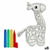 Jucărie pentru colorat Girafă Alb Negru 9 x 23 x 15 cm (8 Unități)