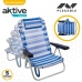 Chaise de Plage Aktive Pliable Coussin Blanc Bleu 48 x 84 x 46 cm (2 Unités)