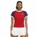 Moteriški marškinėliai su trumpomis rankovėmis Nike Tenisas Mėlyna Raudona