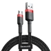 USB to mikro USB kabelis Baseus Cafule Melns Sarkans 2 m