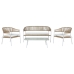 Table Set, Desk and 2 Chairs Home ESPRIT Aluminium Crystal synthetic rattan 126 x 63 x 67 cm