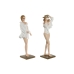 Figura Decorativa Home ESPRIT Blanco Beige Mujer Mediterráneo 8 x 6,5 x 24,5 cm (2 Unidades)