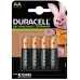 Аккумуляторные батарейки DURACELL DURDLLR6P4B AA 1,2 V (4 штук)