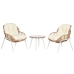 Set Stol i 2 Stolice Home ESPRIT Bijela Bež Siva Metal Kristal sintetički ratan 55 x 55 x 47 cm
