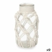 Vase Blanc Tissu verre 9 x 17 x 9 cm (12 Unités) Macramé