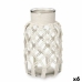Vase Hvid Klæde Glas 15,5 x 26,5 x 15,5 cm (6 enheder) Makramé