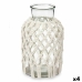 Vaso Bianco Stoffa Vetro 18,5 x 30,5 x 18,5 cm (4 Unità) Macramé